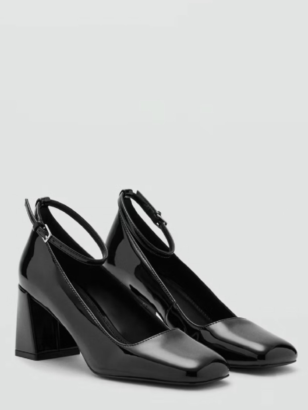 Mango Patent Leather High-Heeled Shoes With Ankle Straps
